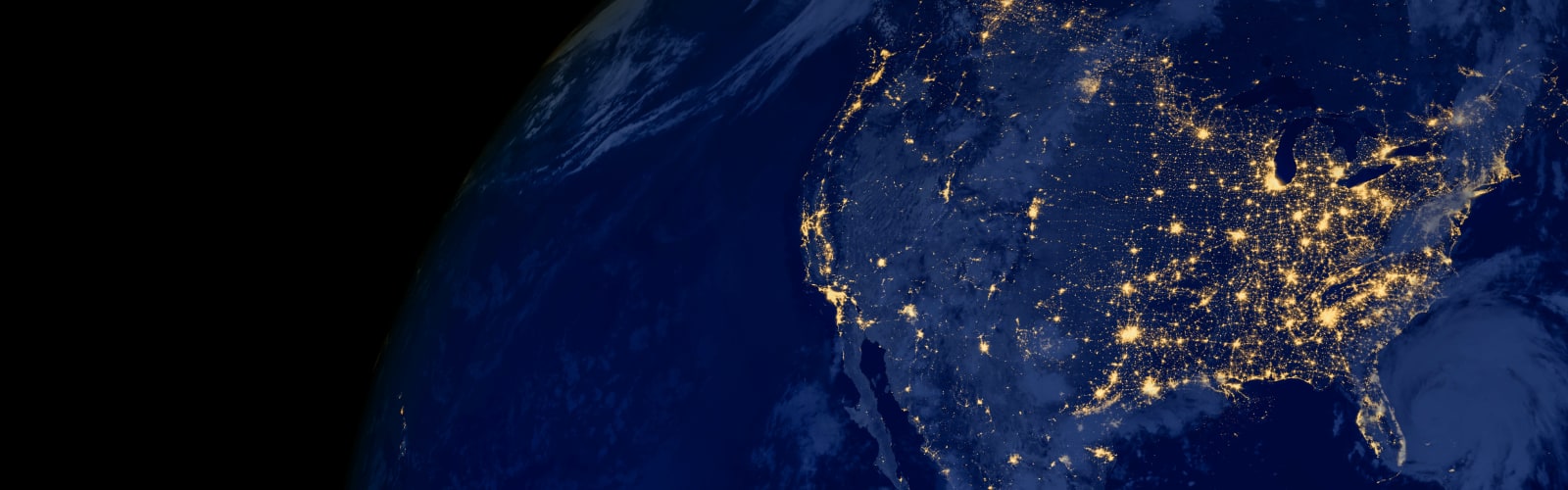 Satellite shot of the United States at nighttime